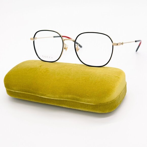 NEW GUCCI EYEGLASSES GG1198OA 001 BLACK/GOLD UNISEX AVIATOR EYEWEAR GUCCI - Picture 1 of 12